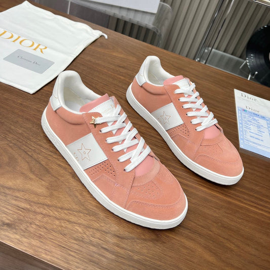 Luxury DiorStar Sneaker Pink Orange Suede And Calfskin