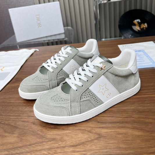 Luxury DiorStar Sneaker Grey Green Suede And Calfskin