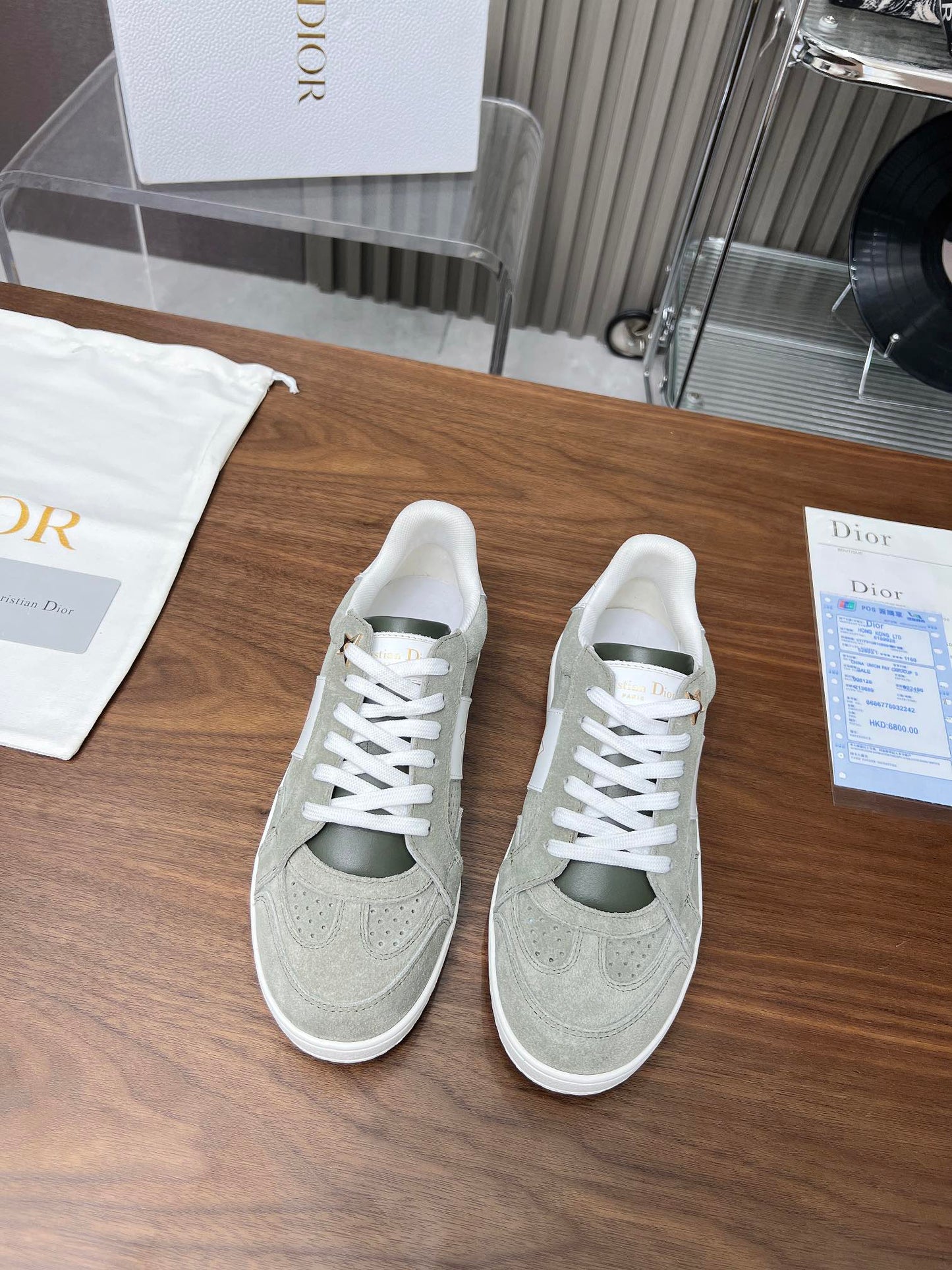 Luxury DiorStar Sneaker Grey Green Suede And Calfskin