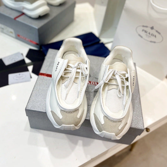 Luxury PradaSYSTEME BRUSHED SNEAKERS WHITE CALFSKIN