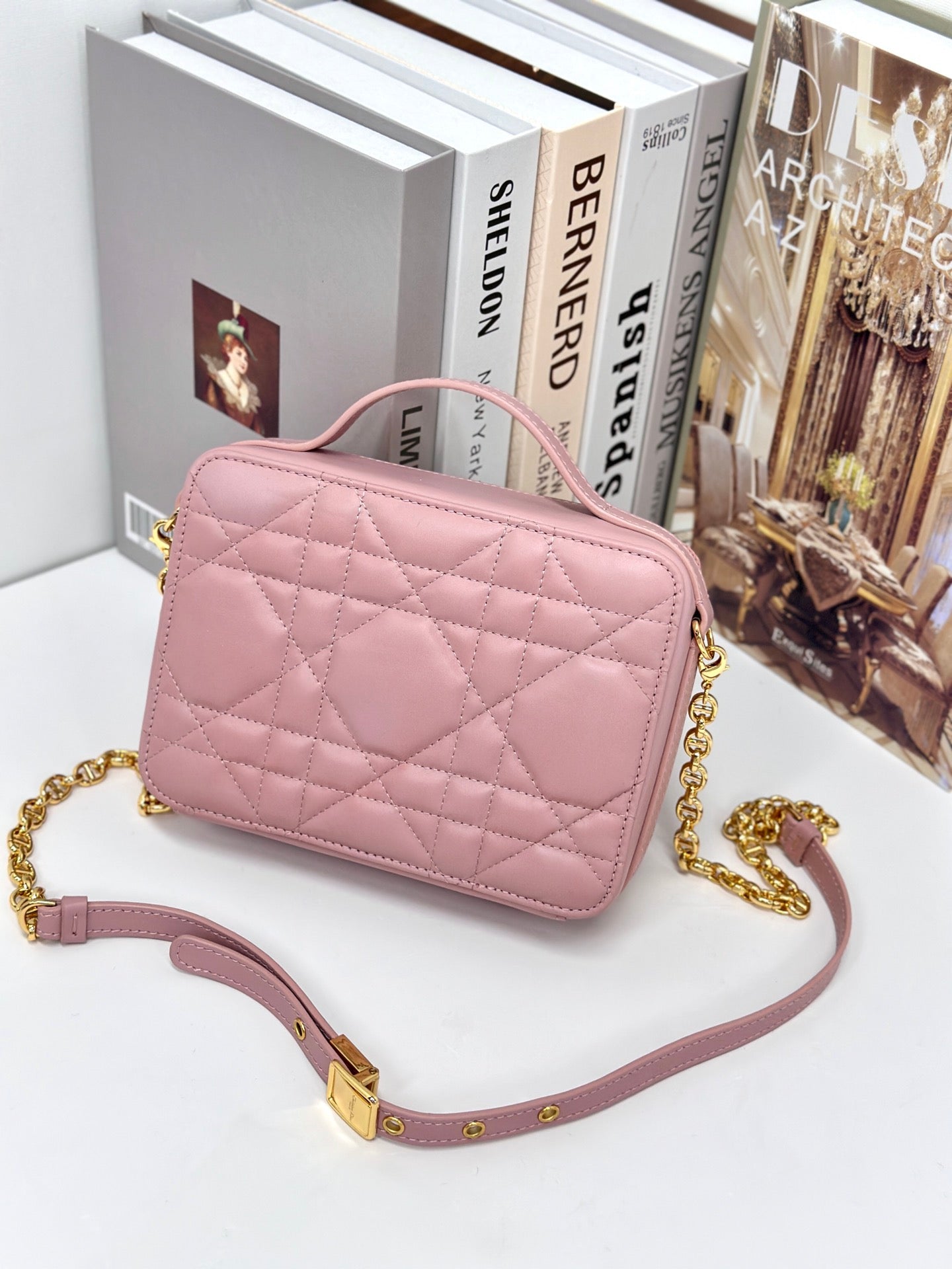 Luxury DiorCARO BOX 19 IN LIGHT PINK CALFSKIN