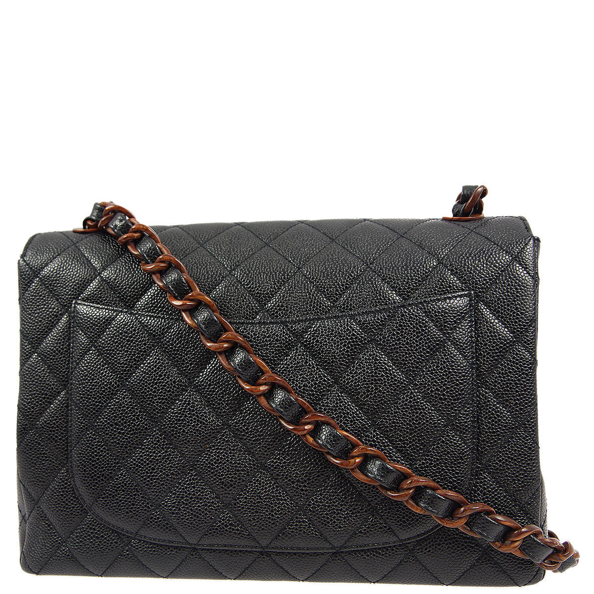 Luxury Chanel * 1997-1999 Black Caviar Jumbo Classic Flap Bag
