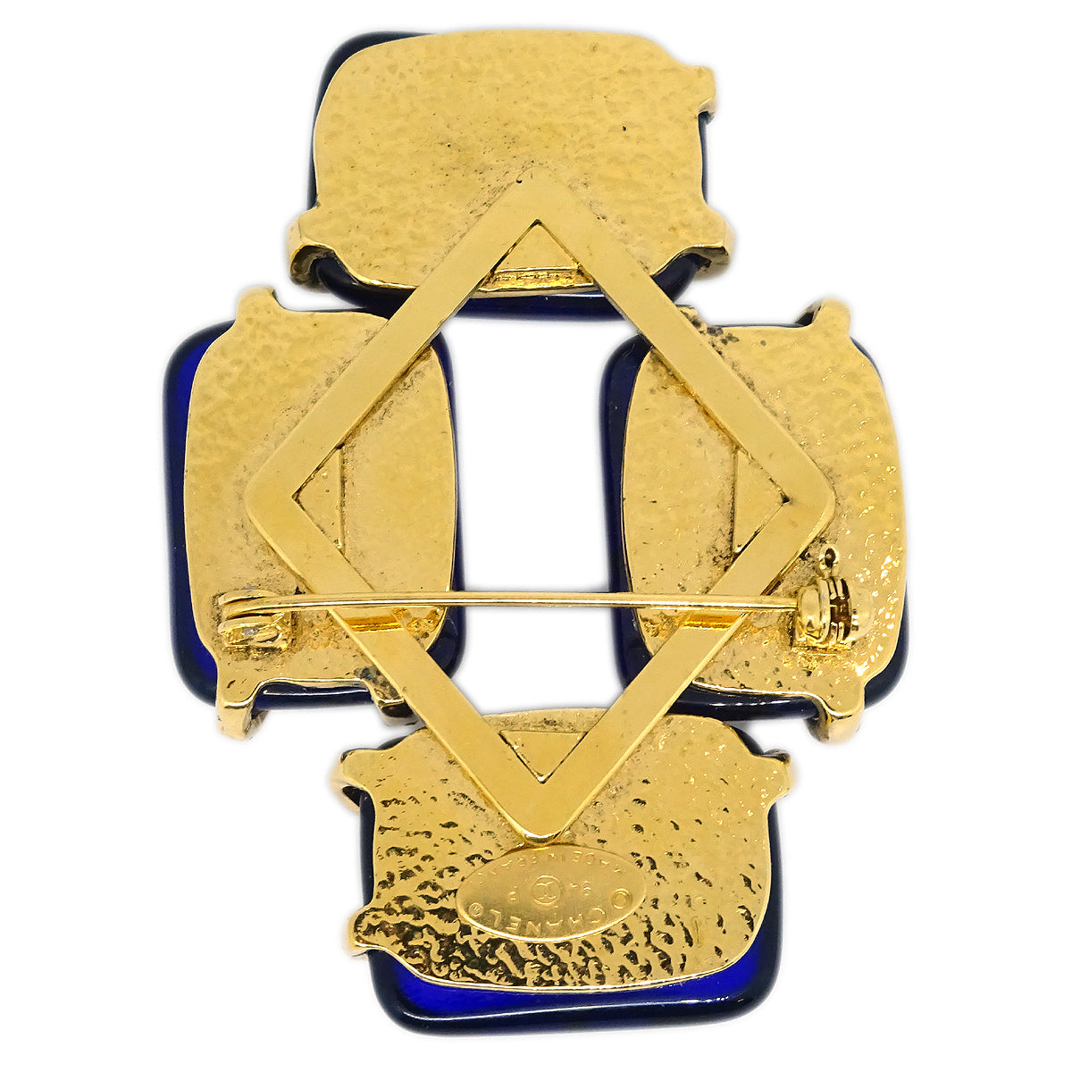 Luxury Chanel 1994 Gold & Blue Gripoix 'CC' Brooch