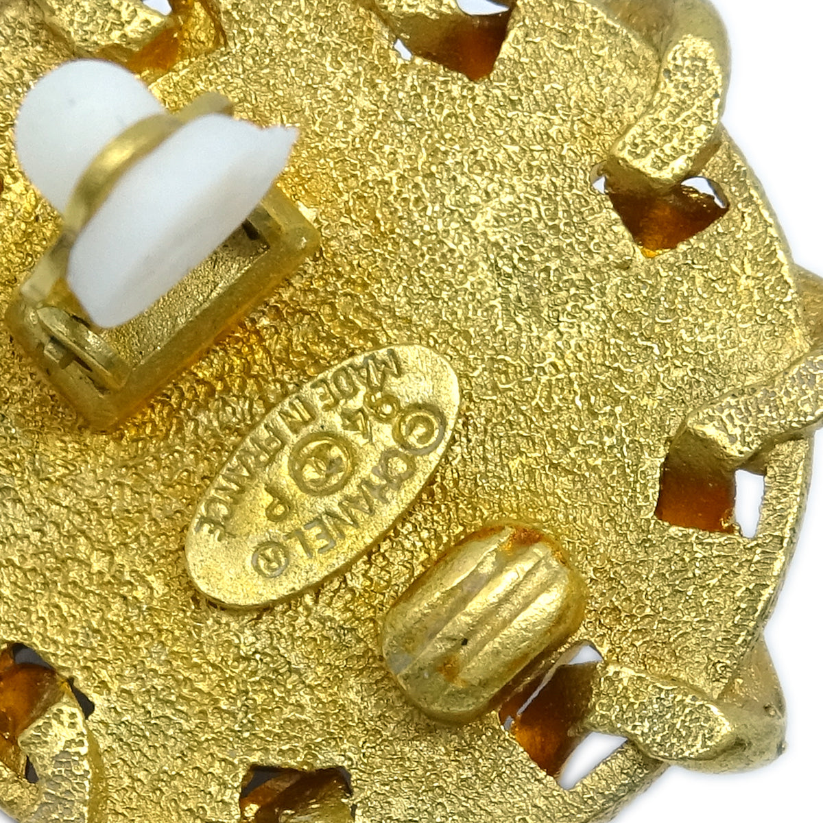 Luxury Chanel 1994 Gold & Black 'CC' Button Earrings