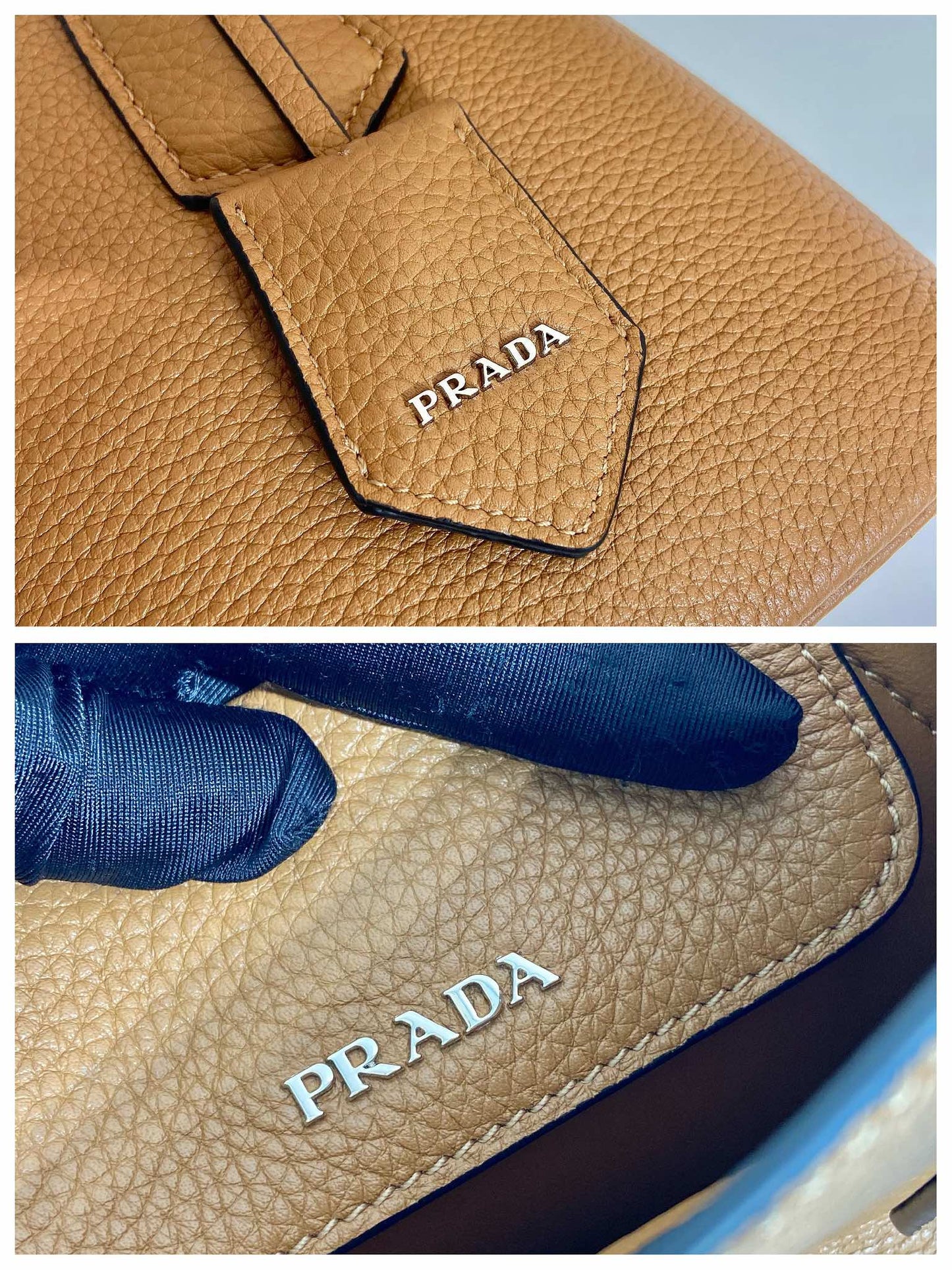 Luxury PradaSHOPPING BAG 25 IN GINGER BROWN DEERSKIN