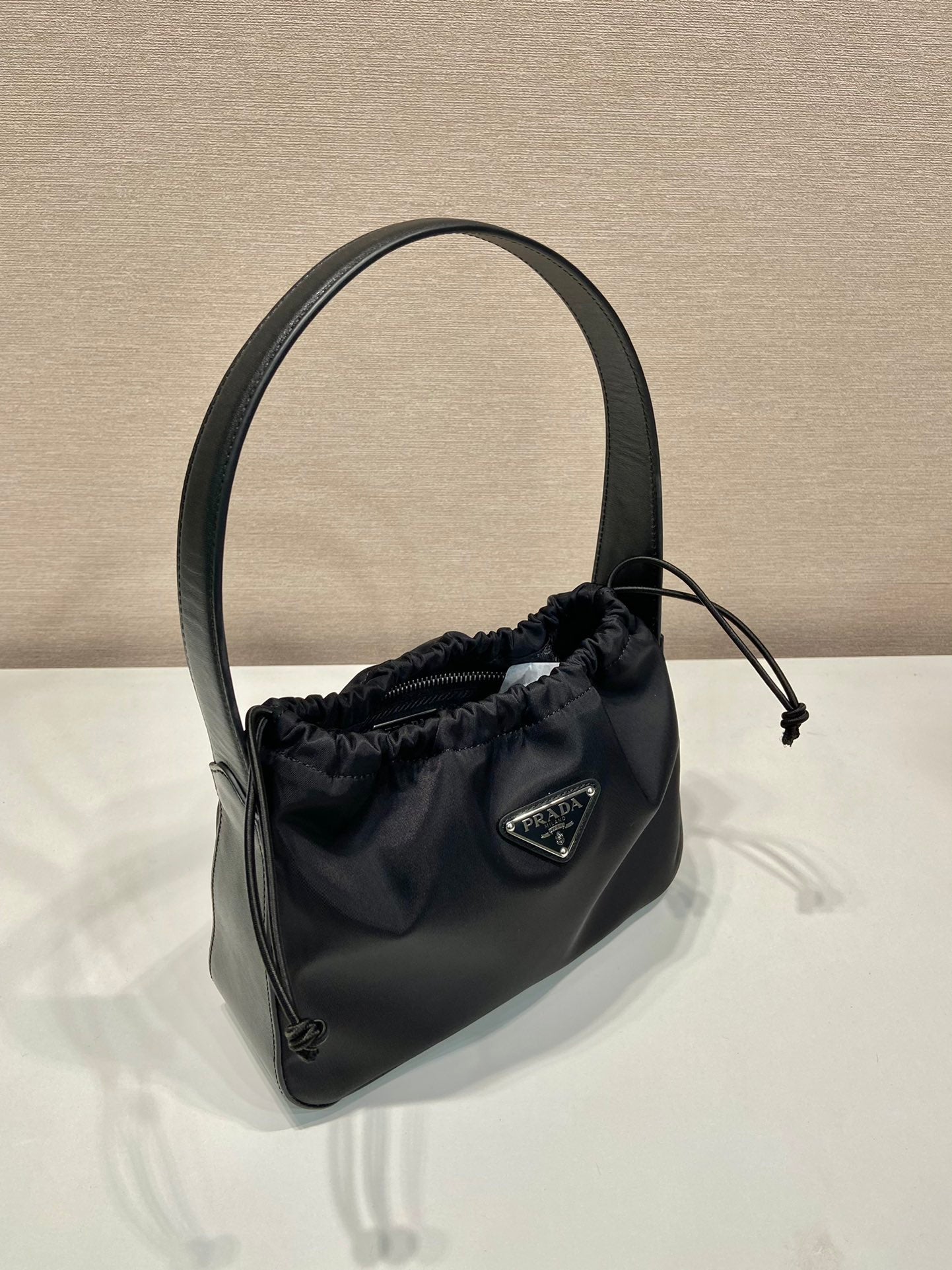 Luxury PradaSMALL DRAWSTRING BAG 23 IN BLACK RE-NYLON