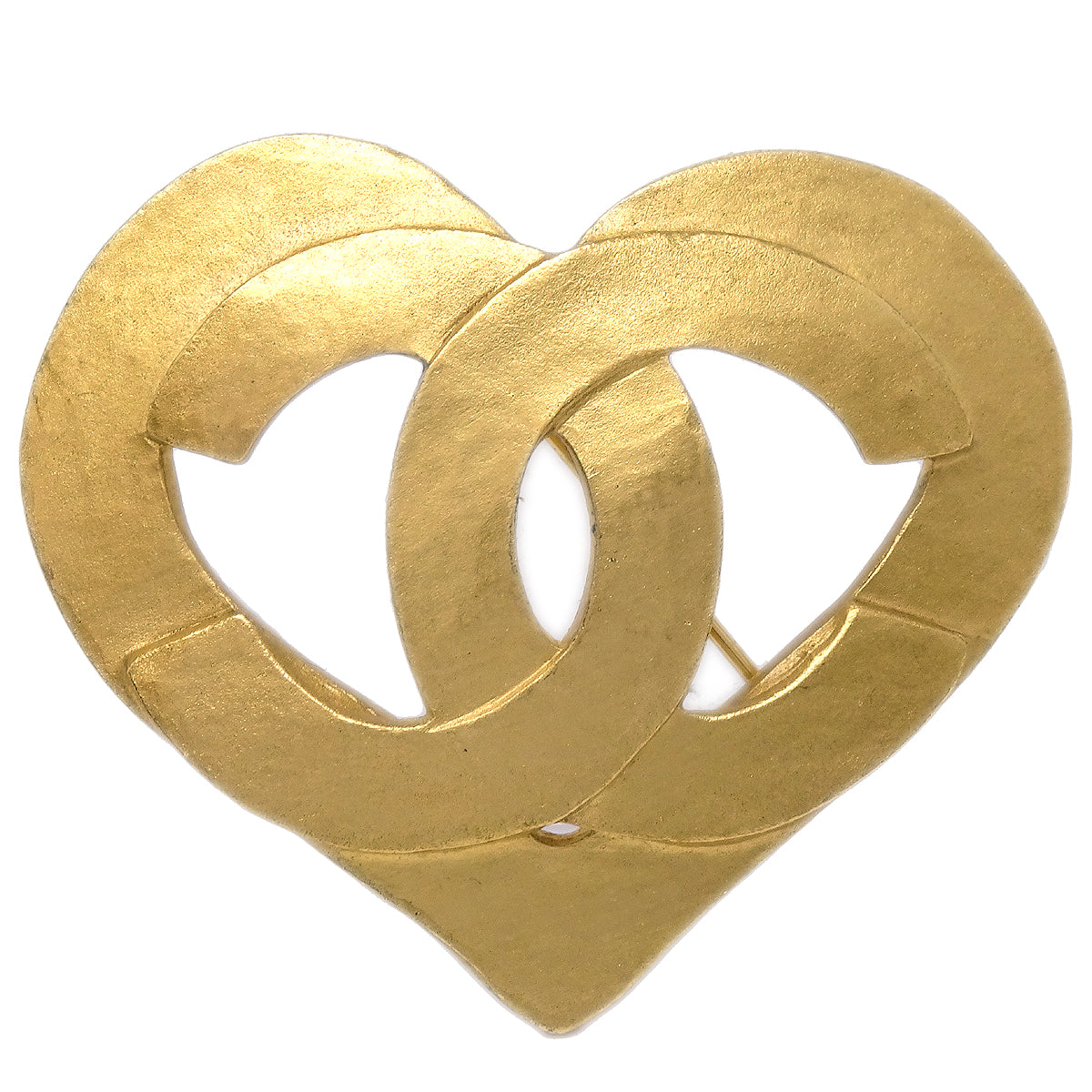 Luxury Chanel Heart Brooch Pin Gold 95P