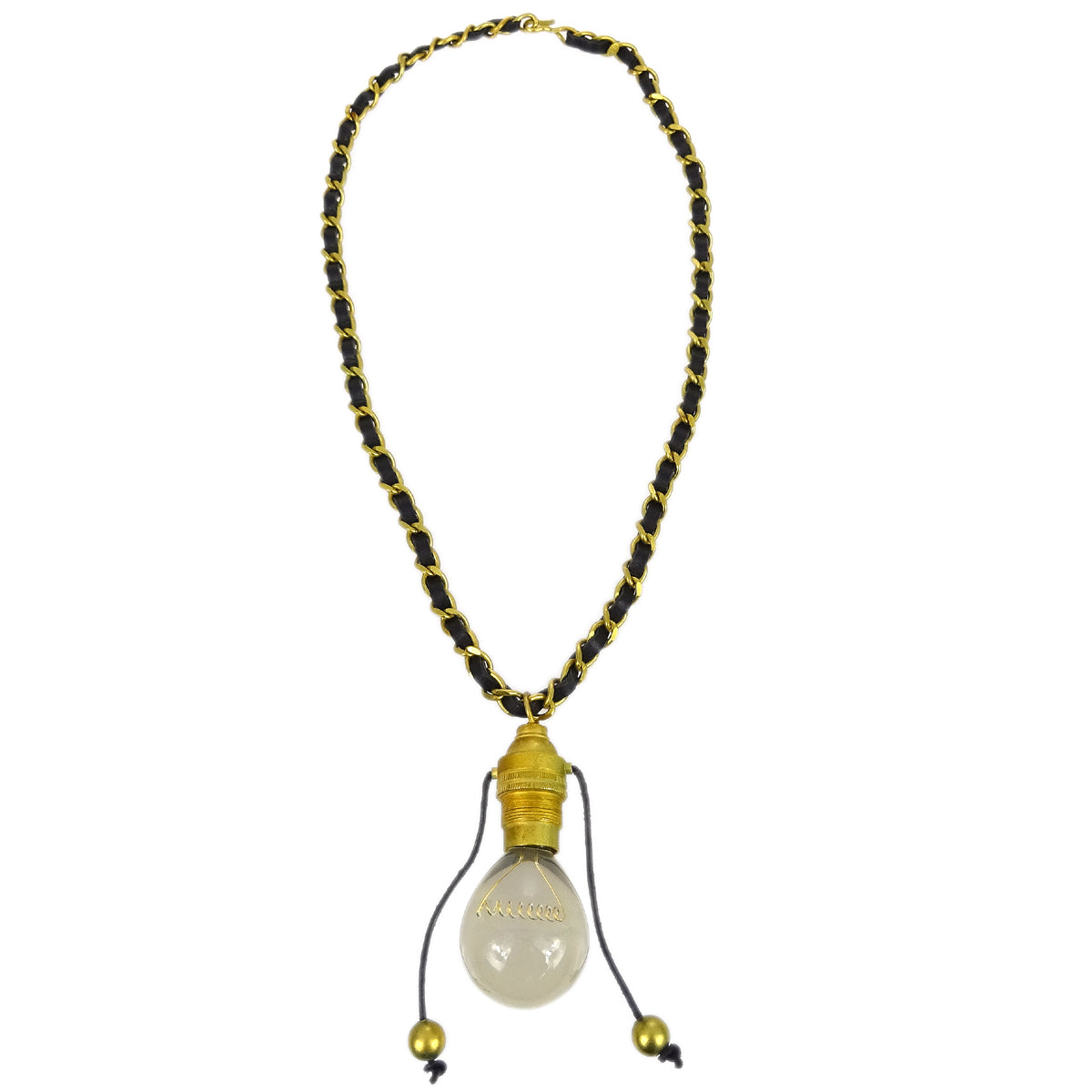 Luxury Chanel Light Bulb Gold Chain Pendant Necklace 94P