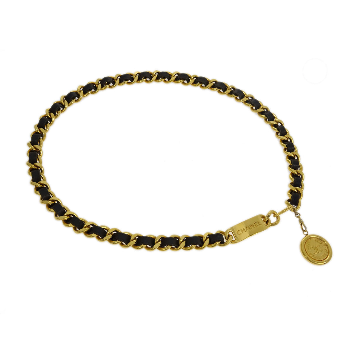 Luxury Chanel Medallion Chain Belt Gold Black Small New