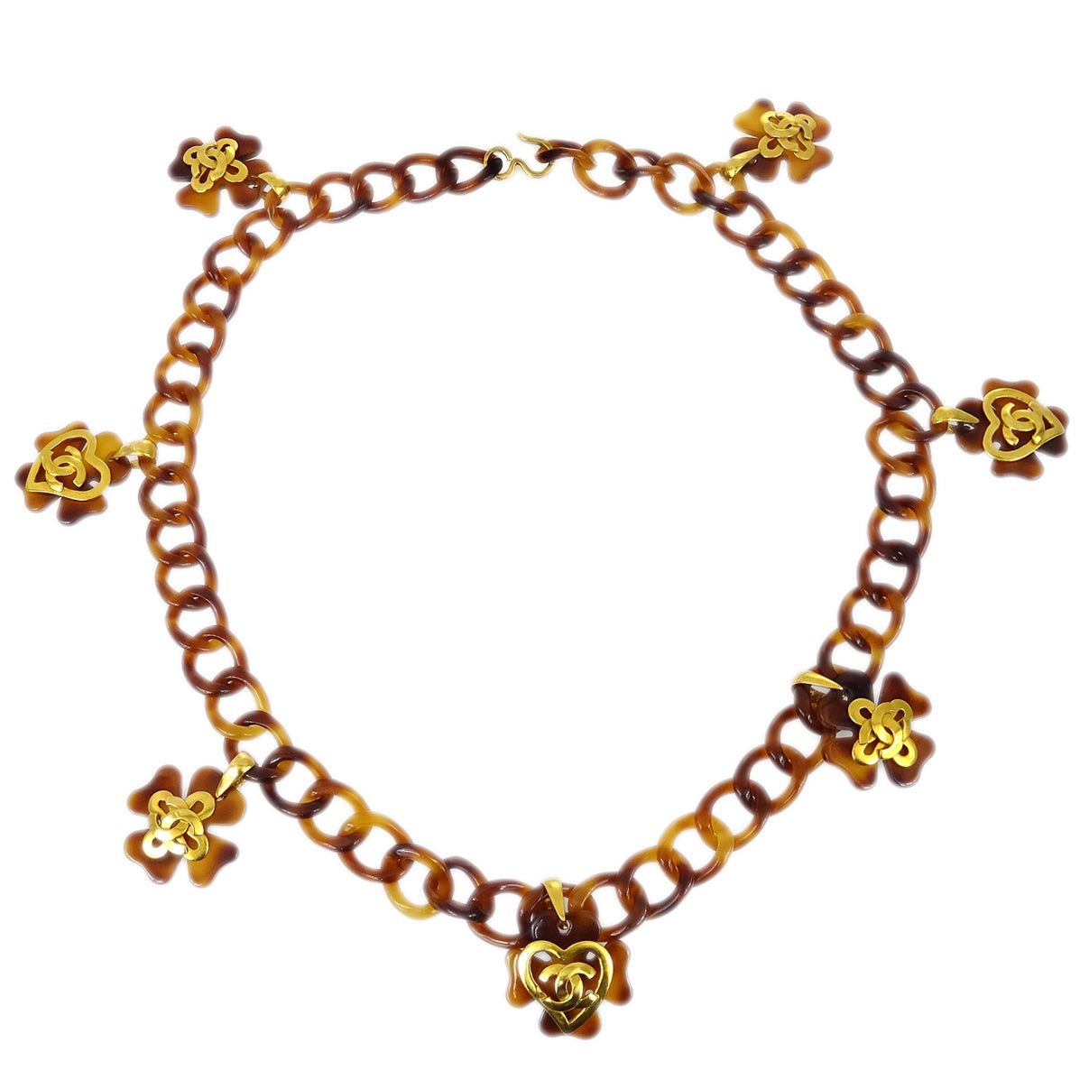 Luxury Chanel Acrylic Chain Belt Clover 95P Small New
