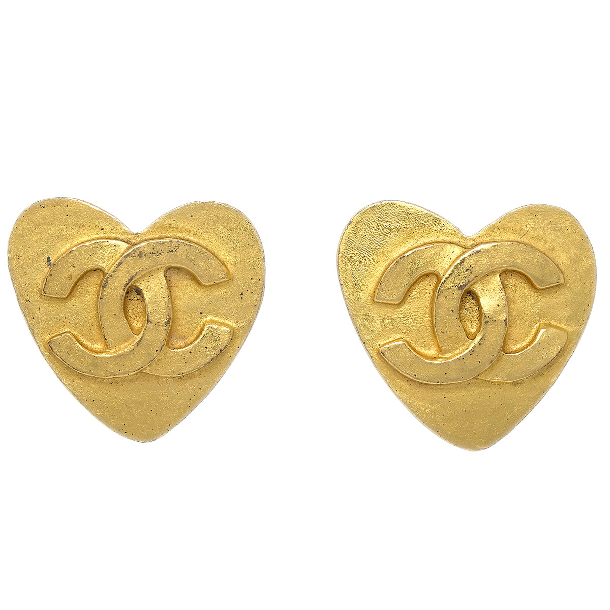 Luxury Chanel Heart Earrings Clip-On Gold 95P