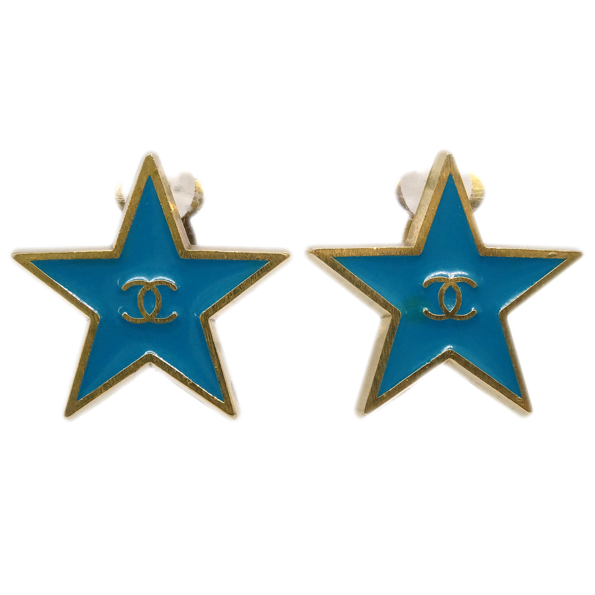 Luxury Chanel Star Earrings Clip-On Blue 01P