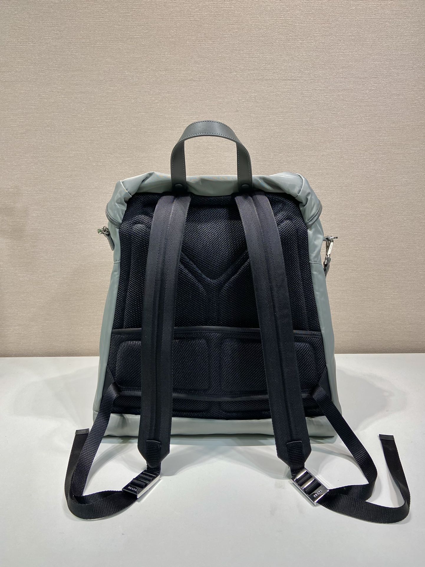Luxury PradaTRIANGLE LOGO BACKPACK 45 IN ASH GRAY RE-NYLON