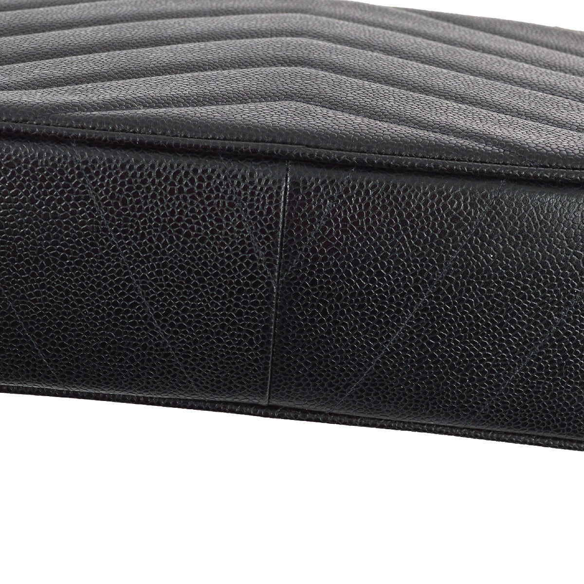 Luxury Chanel 1994-1996 Black Caviar Jumbo Chevron Letter Flap Bag