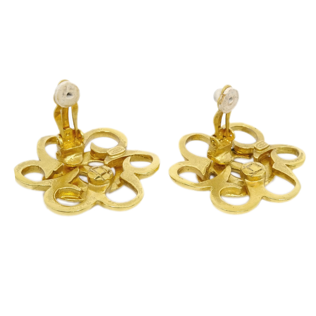 Luxury Chanel Flower Earrings Clip-On Gold 96P