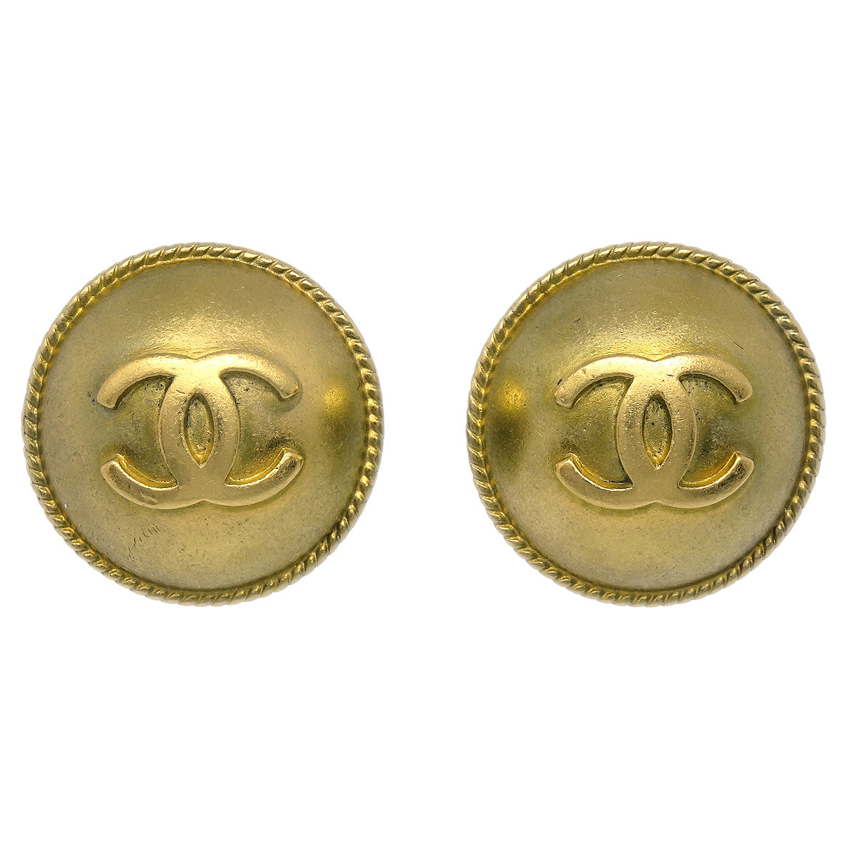 Luxury Chanel Button Earrings Gold Clip-On 94A
