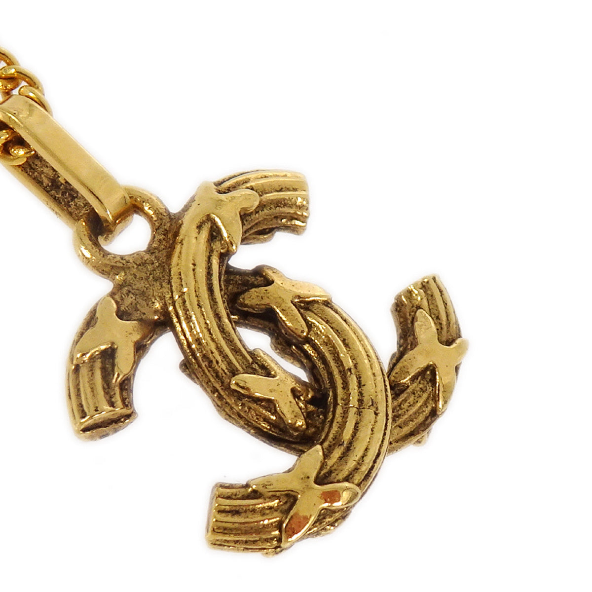 Luxury Chanel Mini CC Chain Pendant Necklace Gold 1982