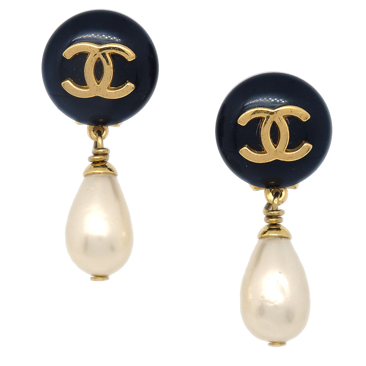 Luxury Chanel Artificial Pearl Dangle Earrings Clip-On 96P