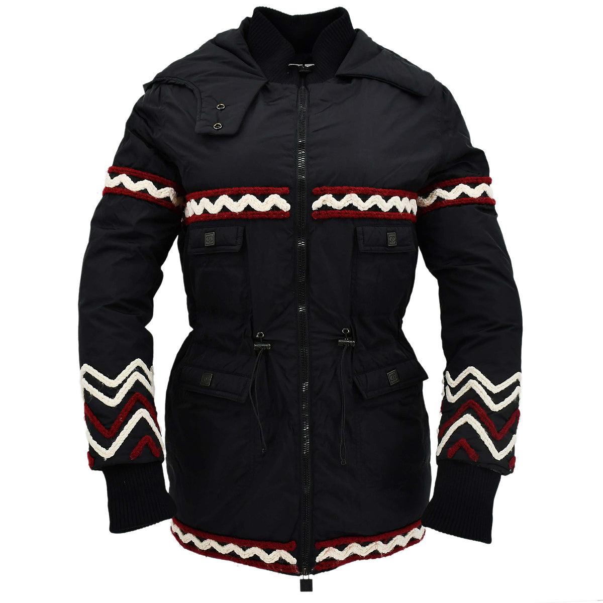 Luxury Chanel Sport Line Zip Up Hoodie Jacket Black 07A #38