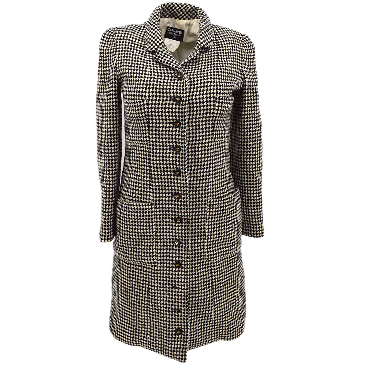 Luxury Chanel Coat Black White 96A #36