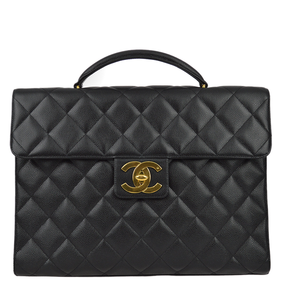 Luxury Chanel 1991-1994 Black Caviar Briefcase