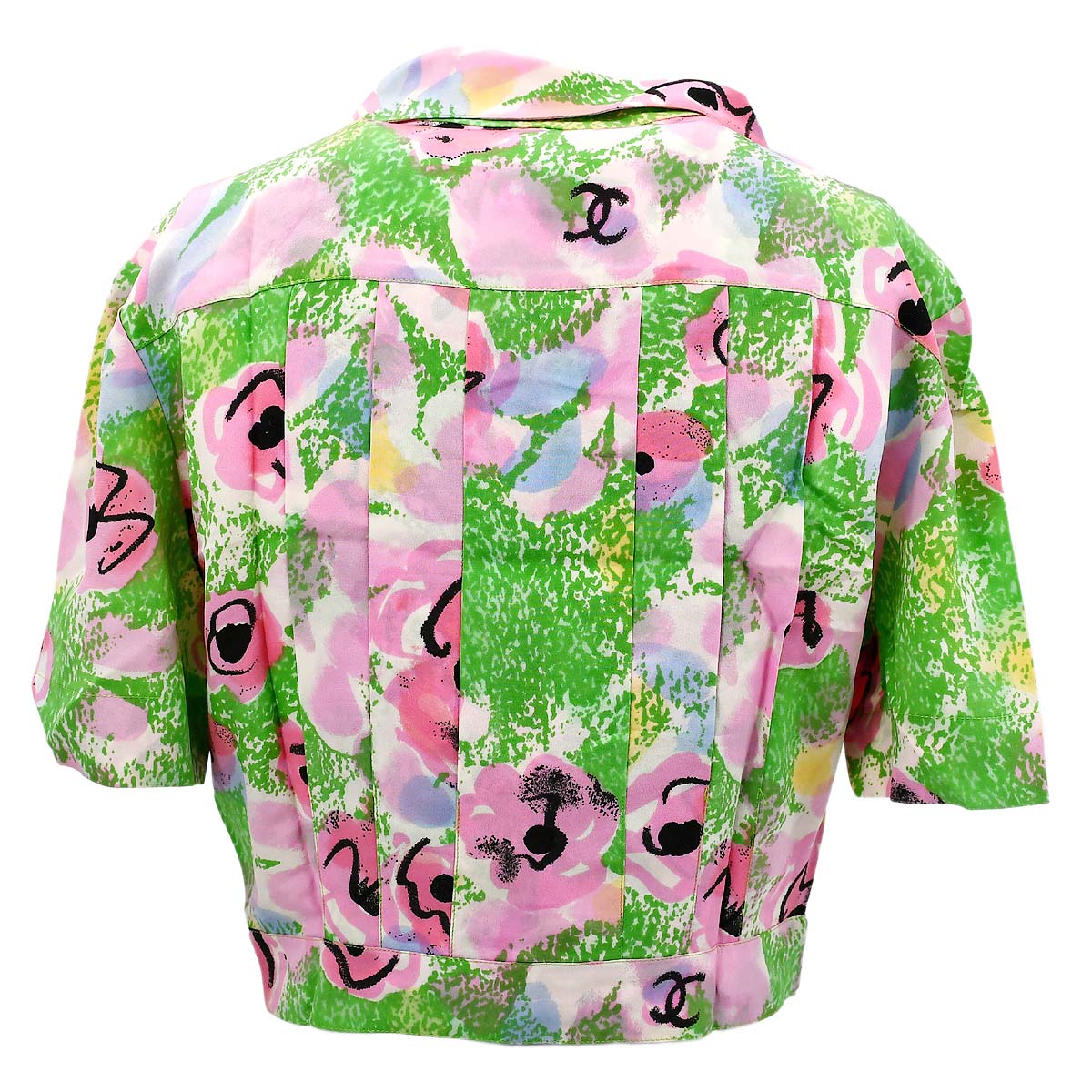 Luxury Chanel 1997 spring Camellia-print cropped shirt #38