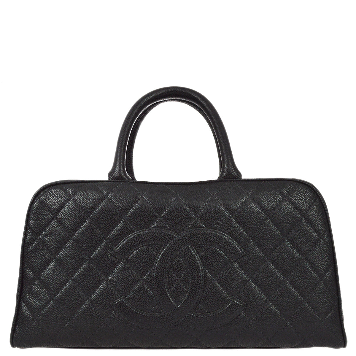 Luxury Chanel 2003-2004 Black Caviar Bowling Bag 37