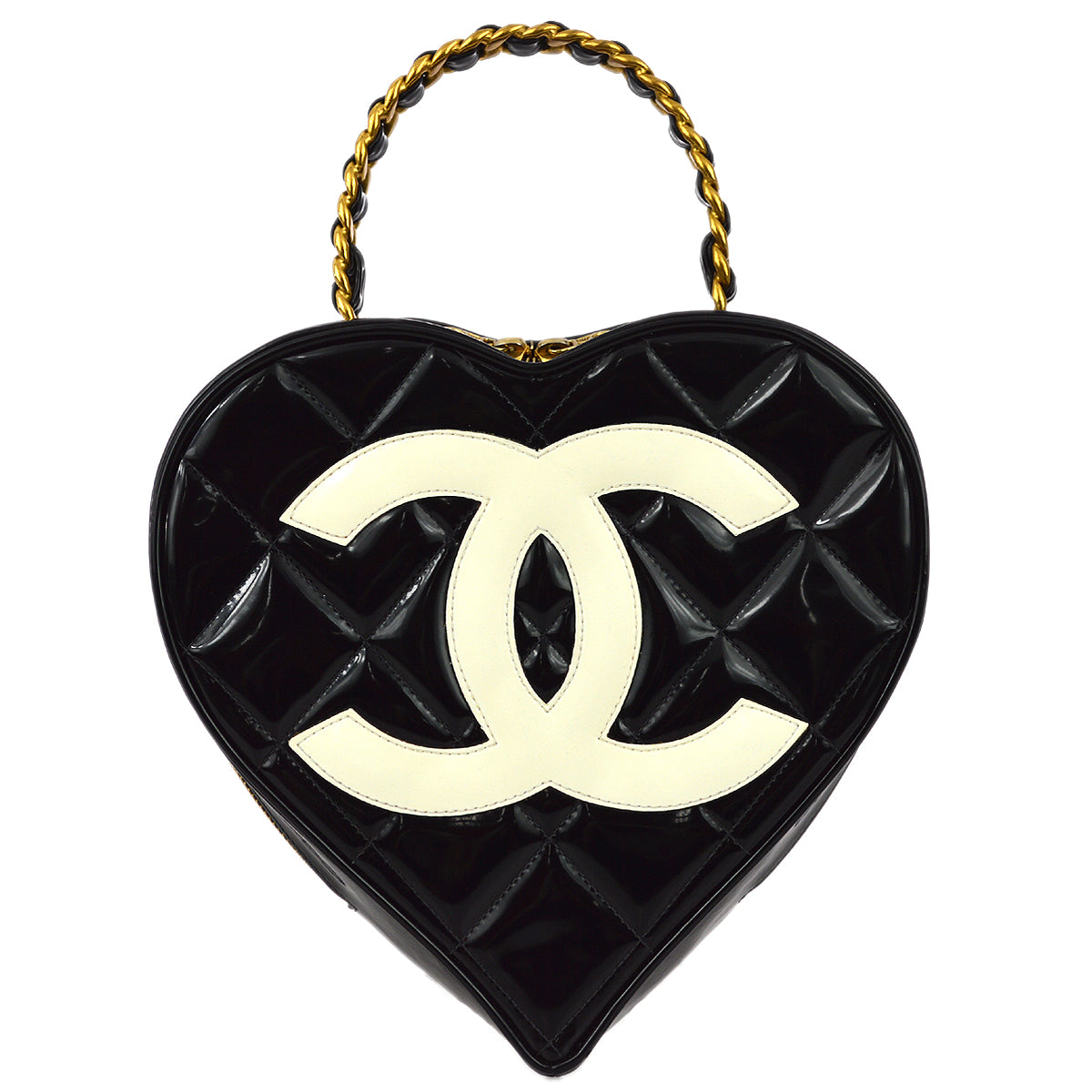 Luxury Chanel 1994-1996 Black Heart Vanity Handbag