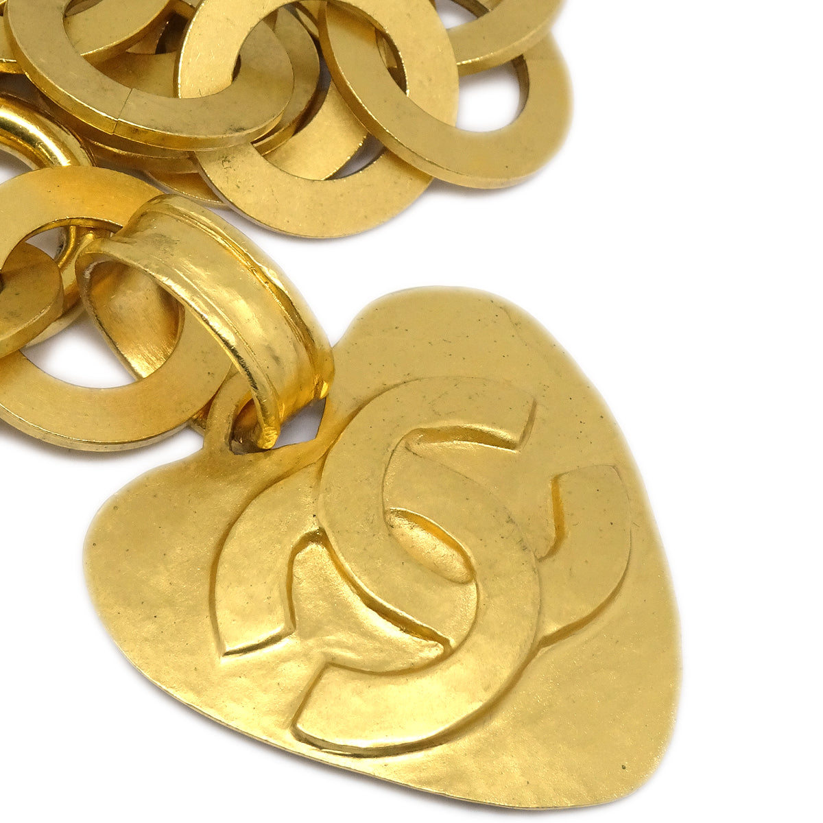 Luxury Chanel Heart Chain Belt Gold 95P