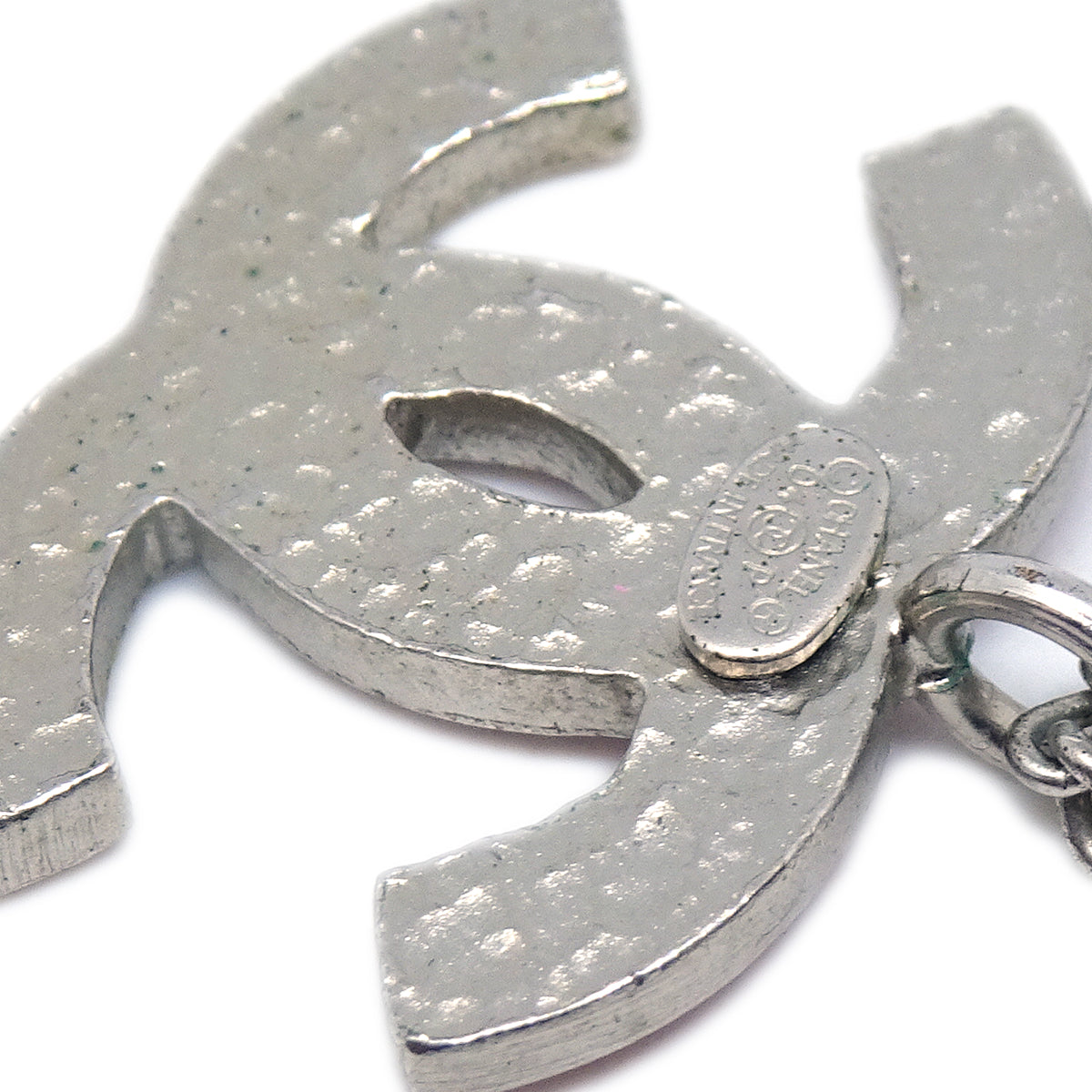 Luxury Chanel CC Chain Pendant Necklace Silver 04P