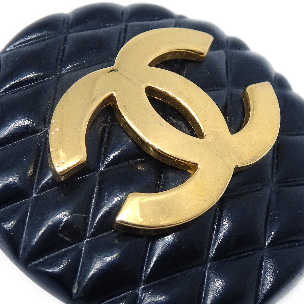 Luxury Chanel Quilted Black & Gold Earrings