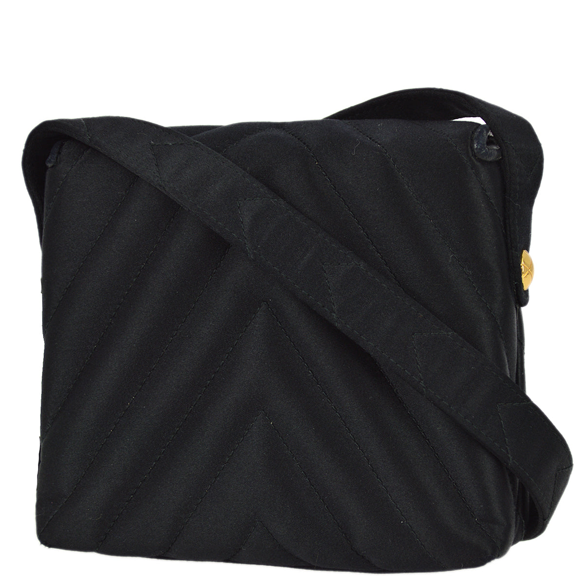 Luxury Chanel 1994-1996 Black Satin Chevron Shoulder Bag
