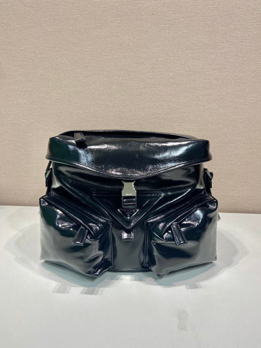 Luxury PradaCROSSBODY BAG 29 IN BLACK OIL WAX LAMBSKIN