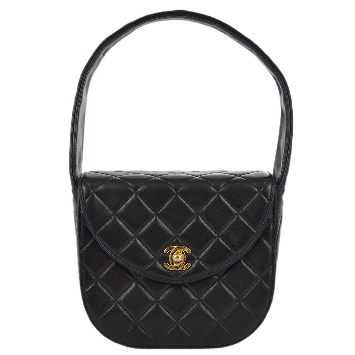 Luxury Chanel 1991-1997 Black Lambskin Handbag