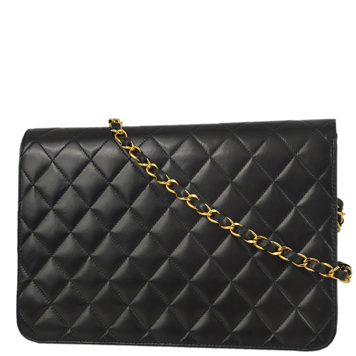 Luxury Chanel 2003-2004 Black Lambskin Turnlock Medium Half Flap Shoulder Bag