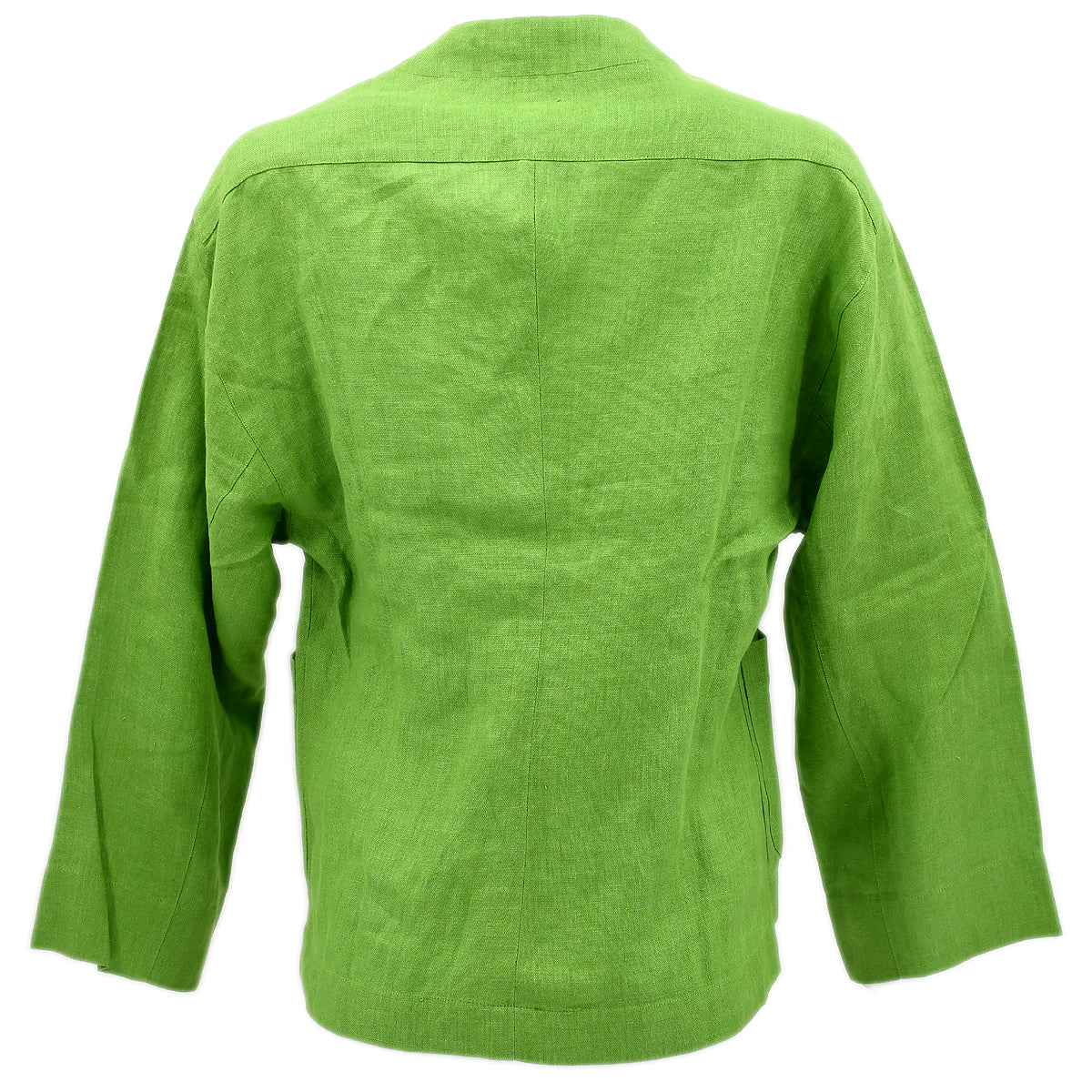 Luxury Chanel Single Breasted Collarless Jacket Green