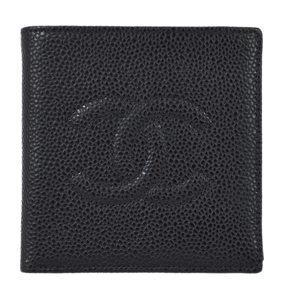 Luxury Chanel 2000-2001 Black Caviar Bifold Wallet Purse