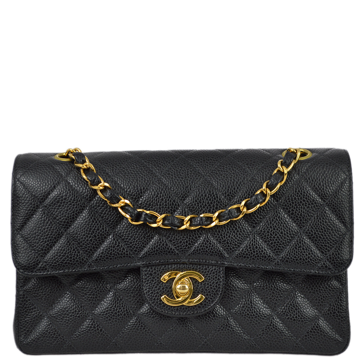 Luxury Chanel 2000-2001 Black Caviar Small Classic Double Flap Bag