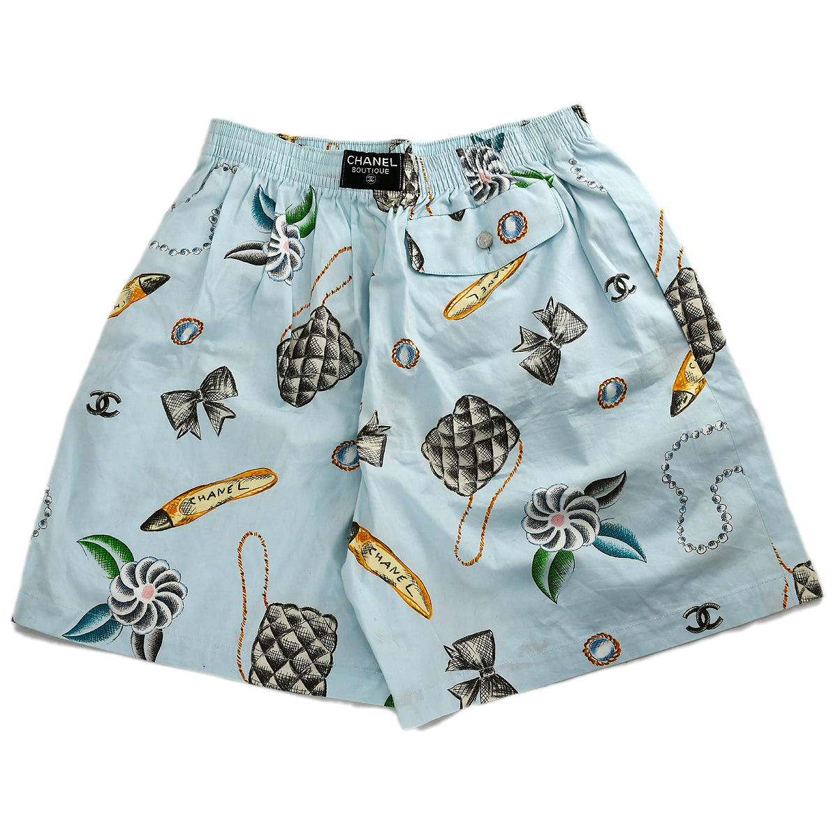 Luxury Chanel Icon Half Pants Light Blue #36