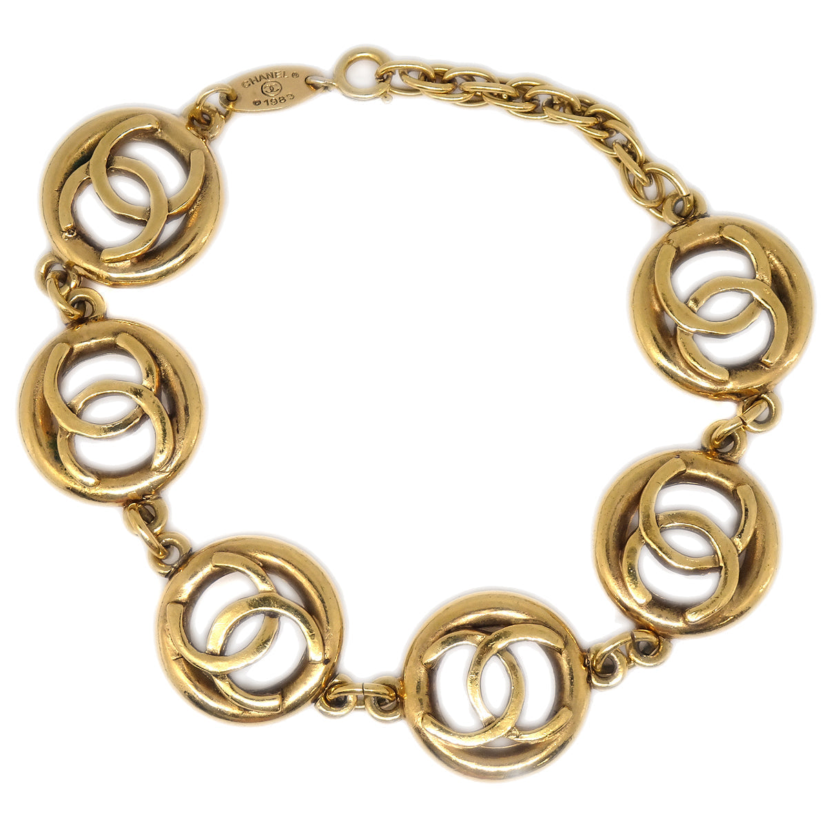 Luxury Chanel CC Bracelet Gold 1983