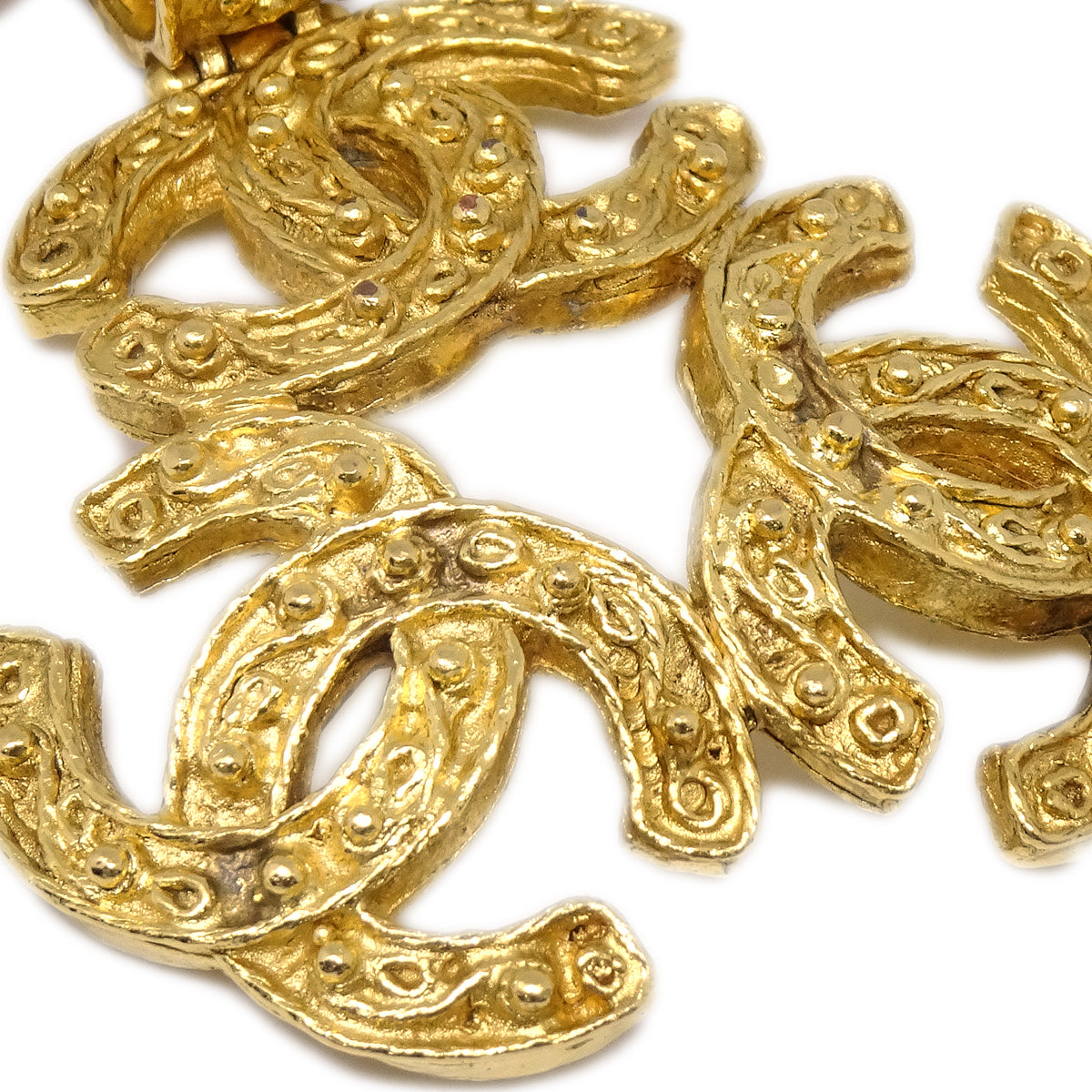 Luxury Chanel Triple CC Chain Pendant Necklace Gold 94A