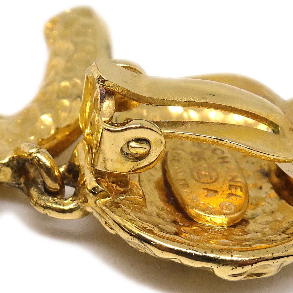 Luxury Chanel CC Dangle Earrings Clip-On Gold 95A