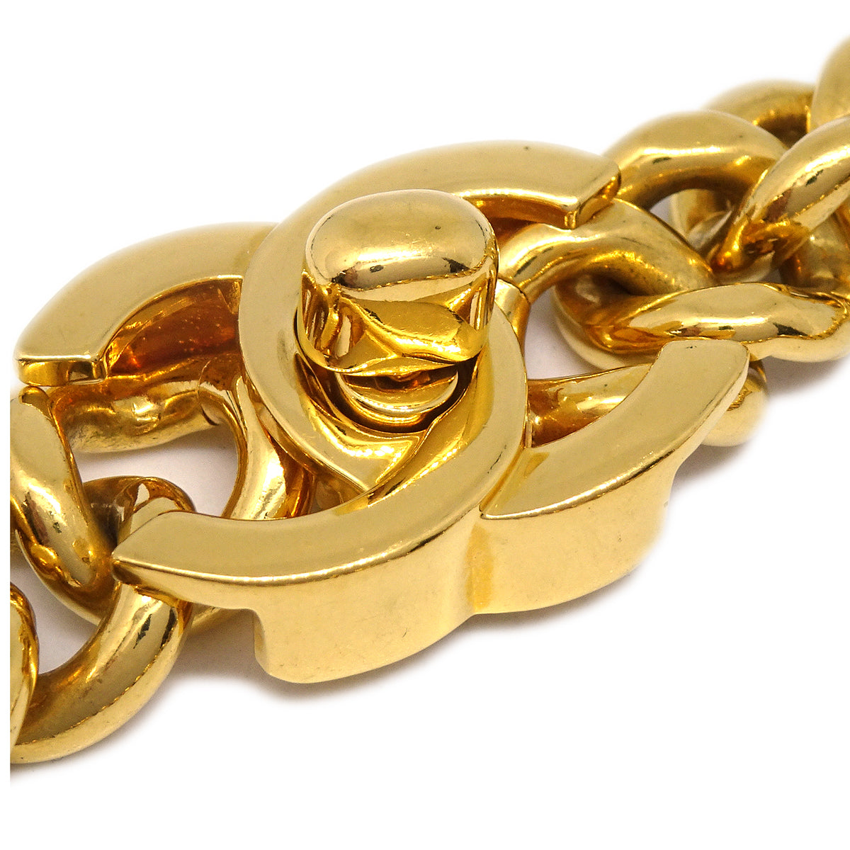 Luxury Chanel Turnlock Chain Pendant Necklace Gold 96A
