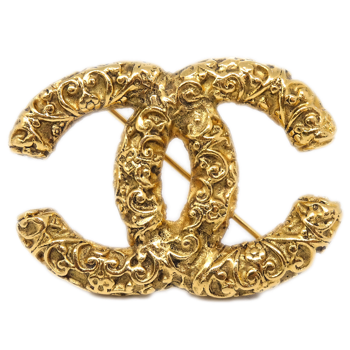 Luxury Chanel CC Brooch Pin Gold 93A