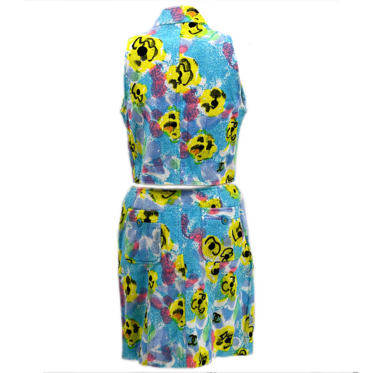 Luxury Chanel Setup Sleeveless Vest Jacket Skirt Blue 97P #40