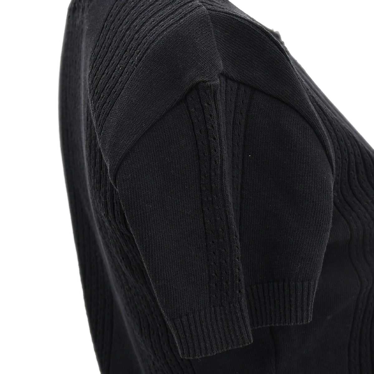 Luxury Chanel Short Sleeve Sweater Knit Tops Black 02P #38