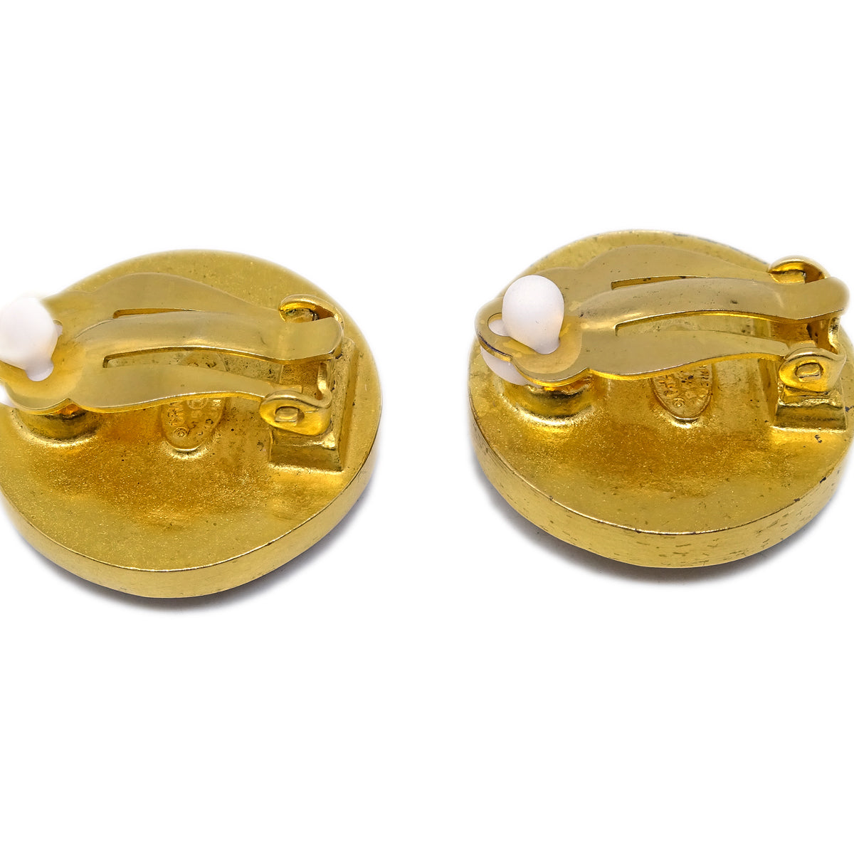 Luxury Chanel Button Earrings Clip-On Brown 95A