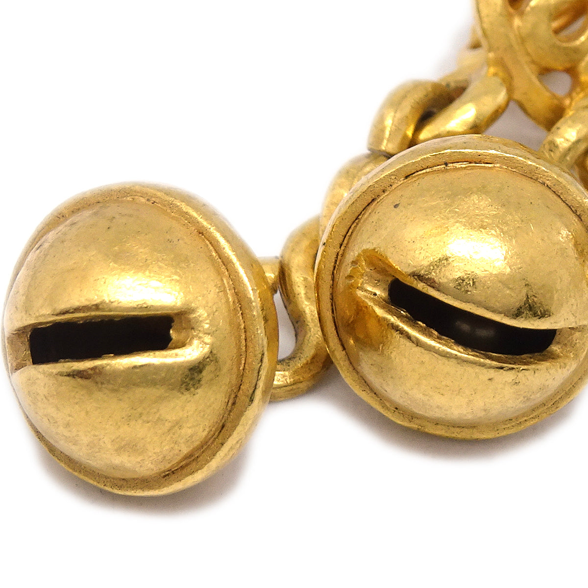 Luxury Chanel Bell Dangle Earrings Clip-On Gold 95P