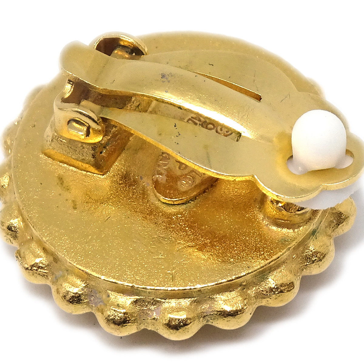 Luxury Chanel 1994 Gold & Black 'CC' Button Earrings