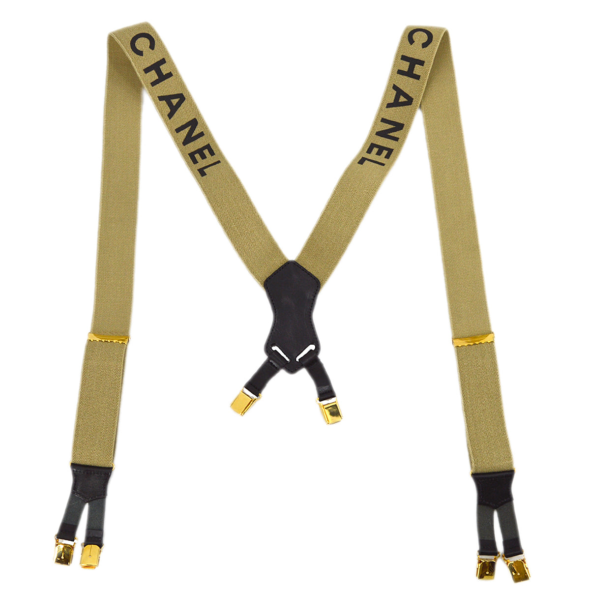 Luxury Chanel Beige Suspenders Small New Small New